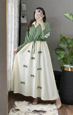 Grace Bow Maxi Set Elegant Two Piece Georgette Dress for Women