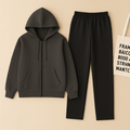 Charcoal Zipper And Black Trouser set