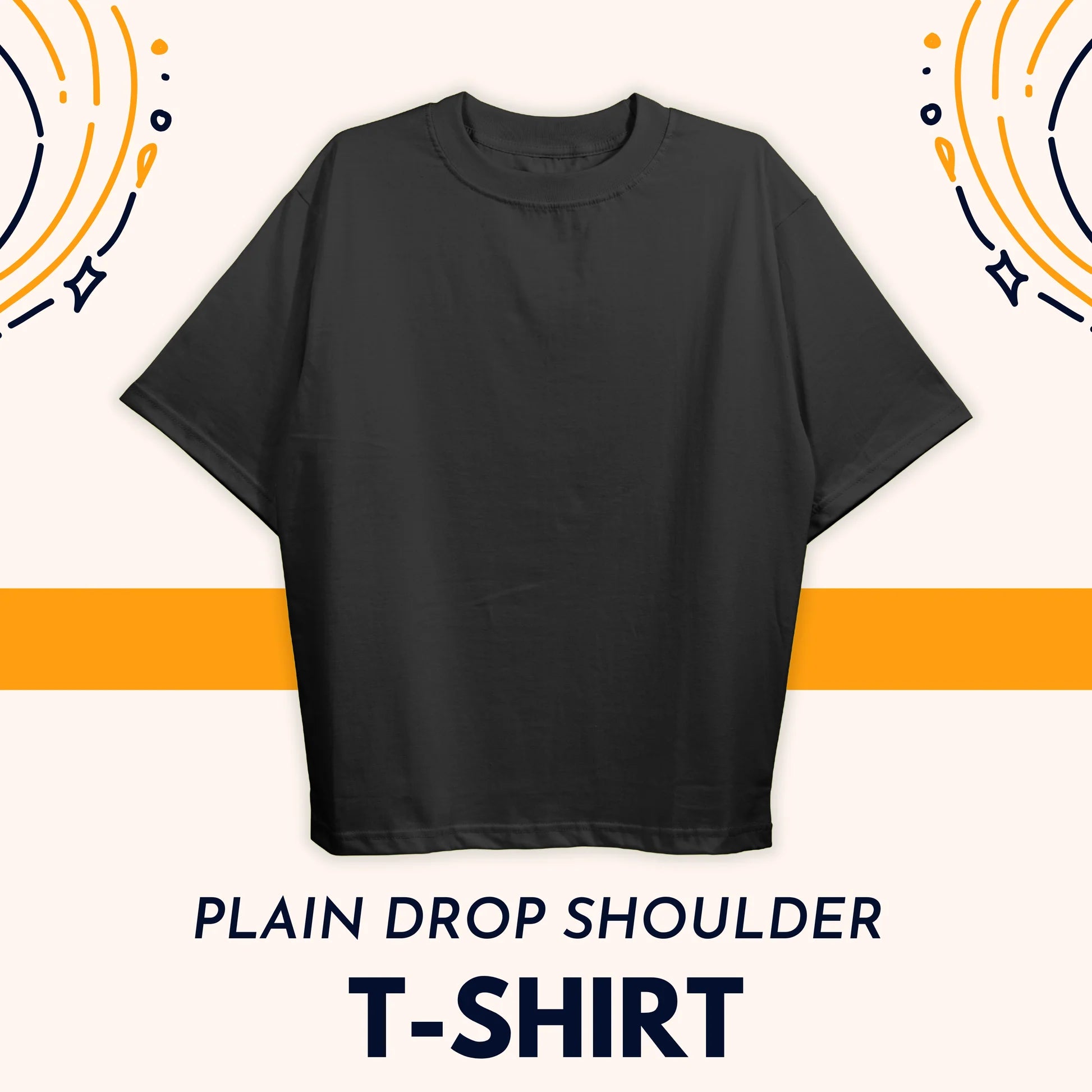 Plain Drop Black Shoulder Tee Shirt