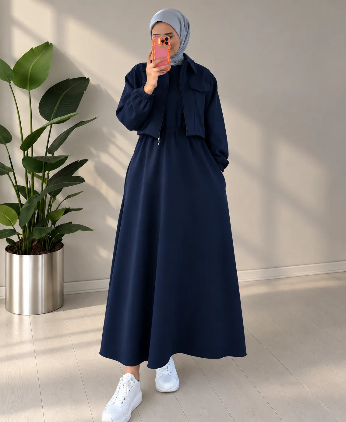 2PC Long Frock With Upper Fleece Jacket
