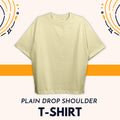 Plain Drop Cream Shoulder Tee Shirt