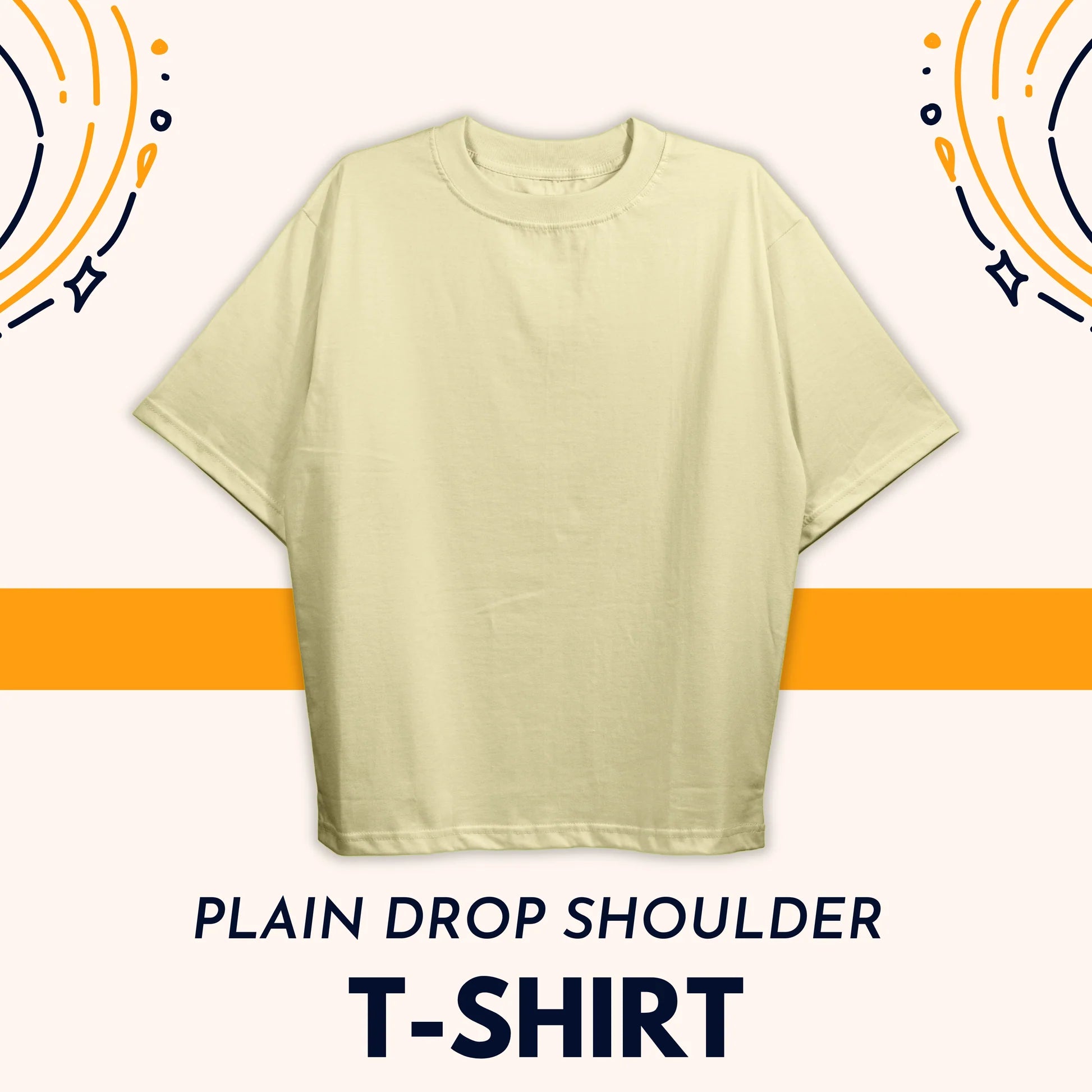 Plain Drop Cream Shoulder Tee Shirt