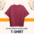 Plain Drop Mahroon Shoulder Tee Shirt