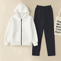 White Zipper And Navy Blue Trouser set