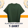 Plain Drop Olive Shoulder Tee Shirt