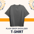 Plain Drop Gray Shoulder Tee Shirt