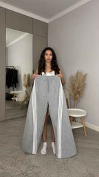 Two-Piece Oversized Tracksuit Set with Curved Side Piping