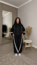 Two-Piece Oversized Tracksuit Set with Curved Side Piping