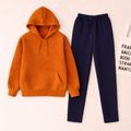 Brown Hoodie & Navy Blue Flapper Trouser