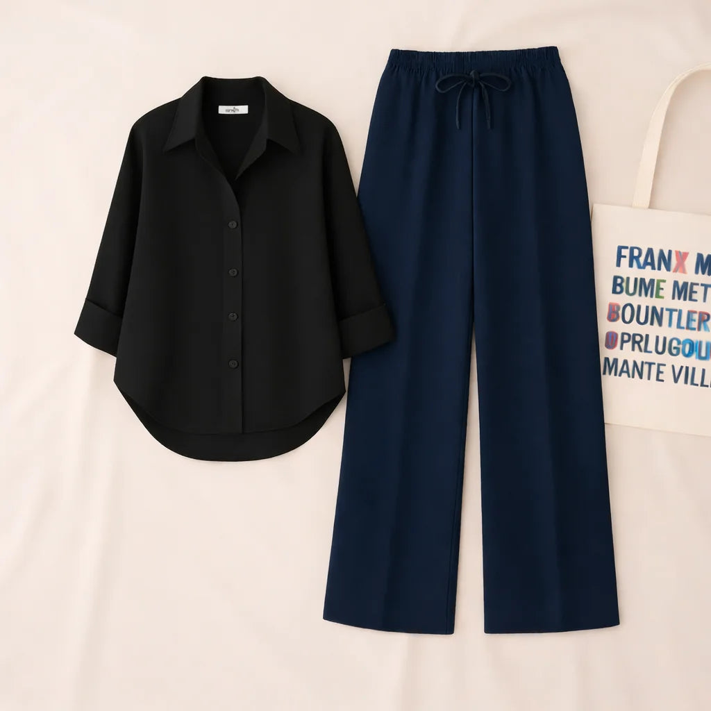 Black Shirt & Navy Pant Set
