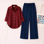 Maroon Shirt & Navy Pant Set