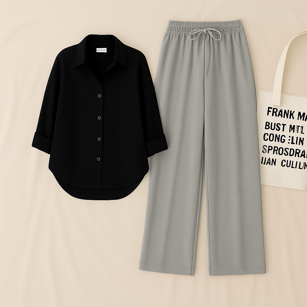 Black Shirt & Gray Pant Set