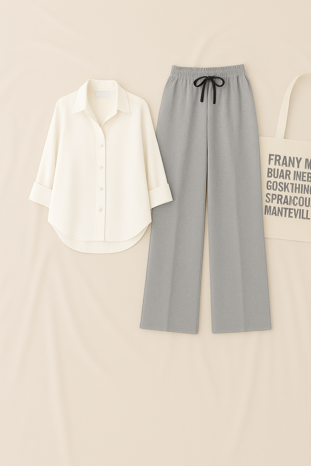 White Shirt & Gray Pant Set