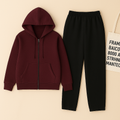 Maroon Zipper And Black Trouser set
