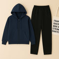 Navy Blue Zipper And Black Trouser set