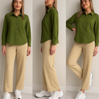 Olive Shirt & Beige Pant Set