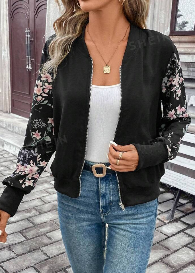 Floral Zipper Jacket