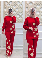 Drop Shoulder Printed Fleece Top & Trouser Set