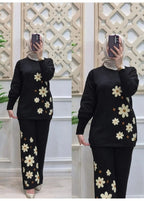 Drop Shoulder Printed Fleece Top & Trouser Set