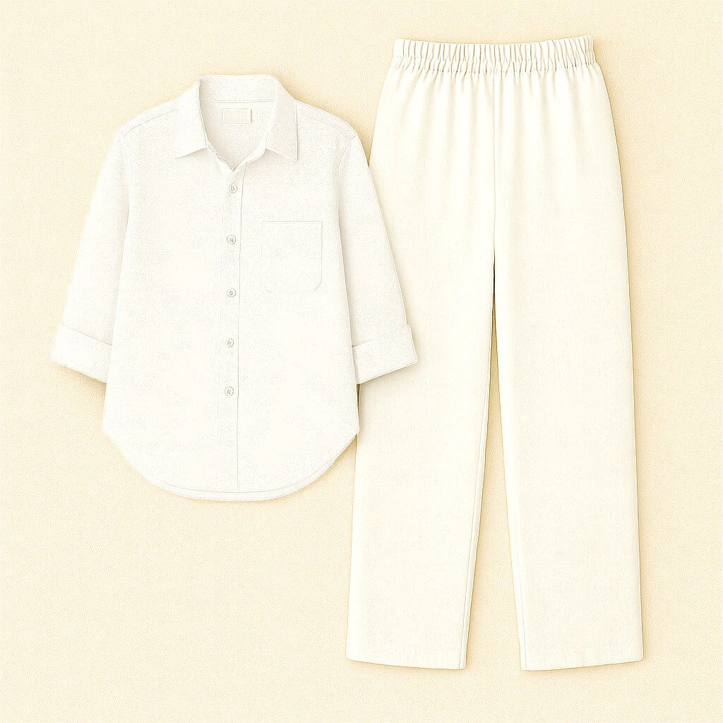 White Shirt & White Pant Set