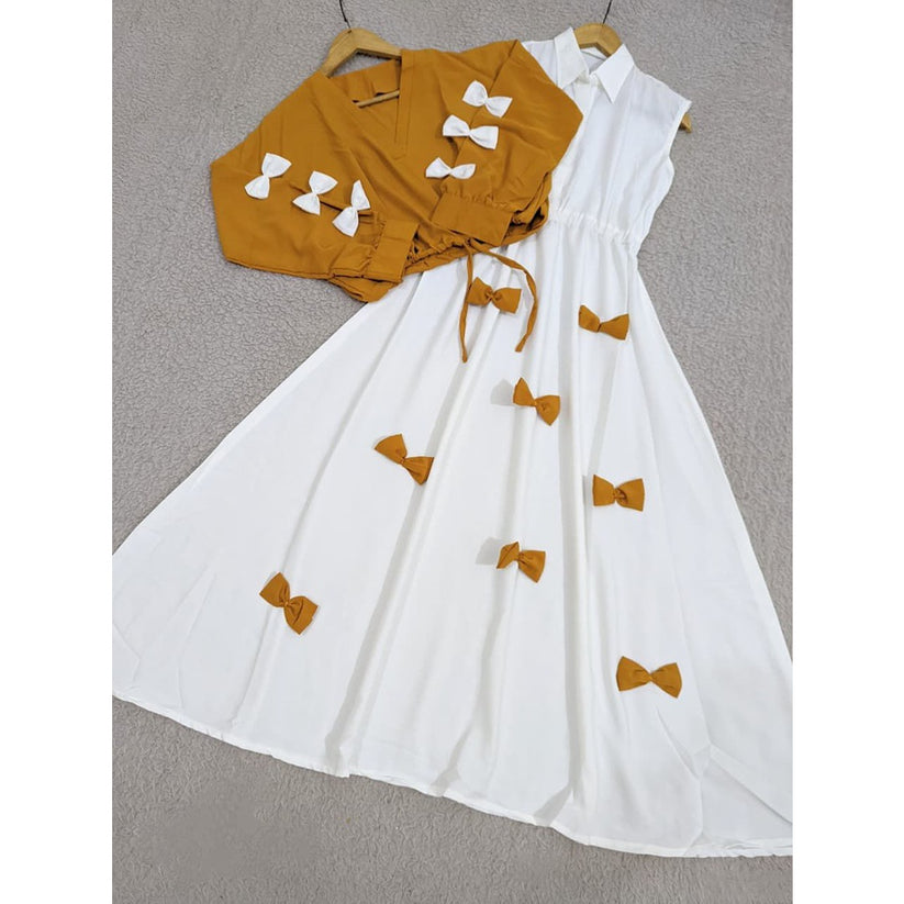 Grace Bow Maxi Set Elegant Two Piece Georgette Dress for Women