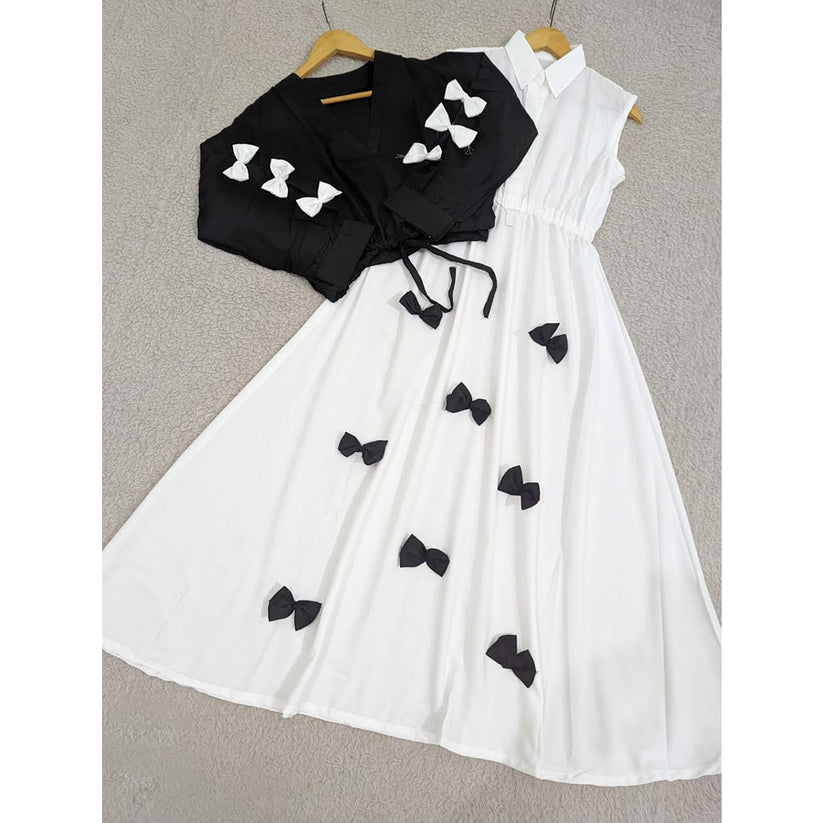 Grace Bow Maxi Set Elegant Two Piece Georgette Dress for Women