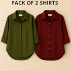 Pack of 2 Premium Casual Shirt Olive & Mahron