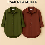 Pack of 2 Premium Casual Shirt Olive & Brown