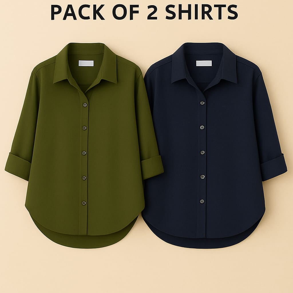 Pack of 2 Premium Casual Shirt Olive & Navy Blue