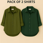 Pack of 2 Premium Casual Shirt Olive & Dark Green