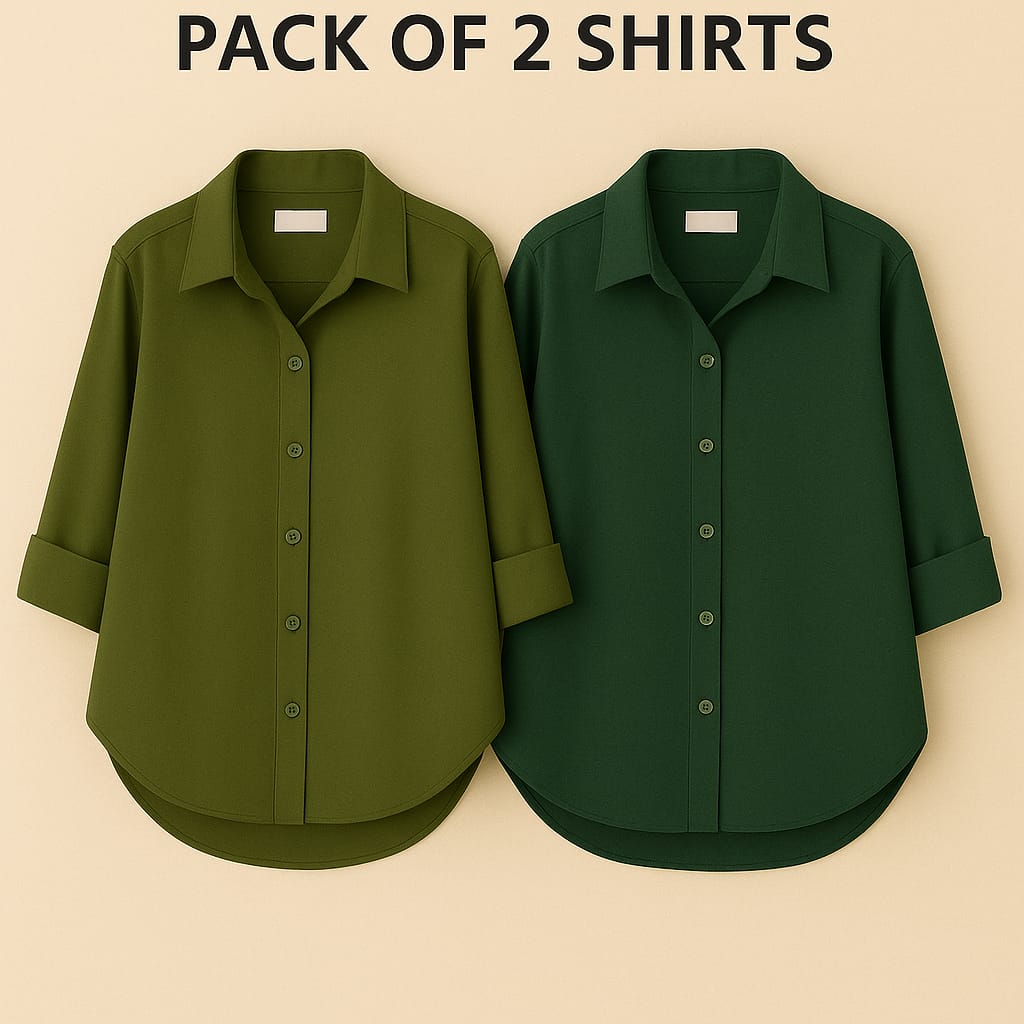 Pack of 2 Premium Casual Shirt Olive & Dark Green