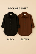 Pack of 2 Premium Casual Shirt Black & Mahron