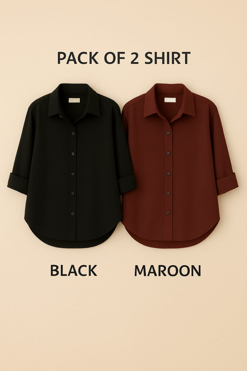 Pack of 2 Premium Casual Shirt Black & Mahron