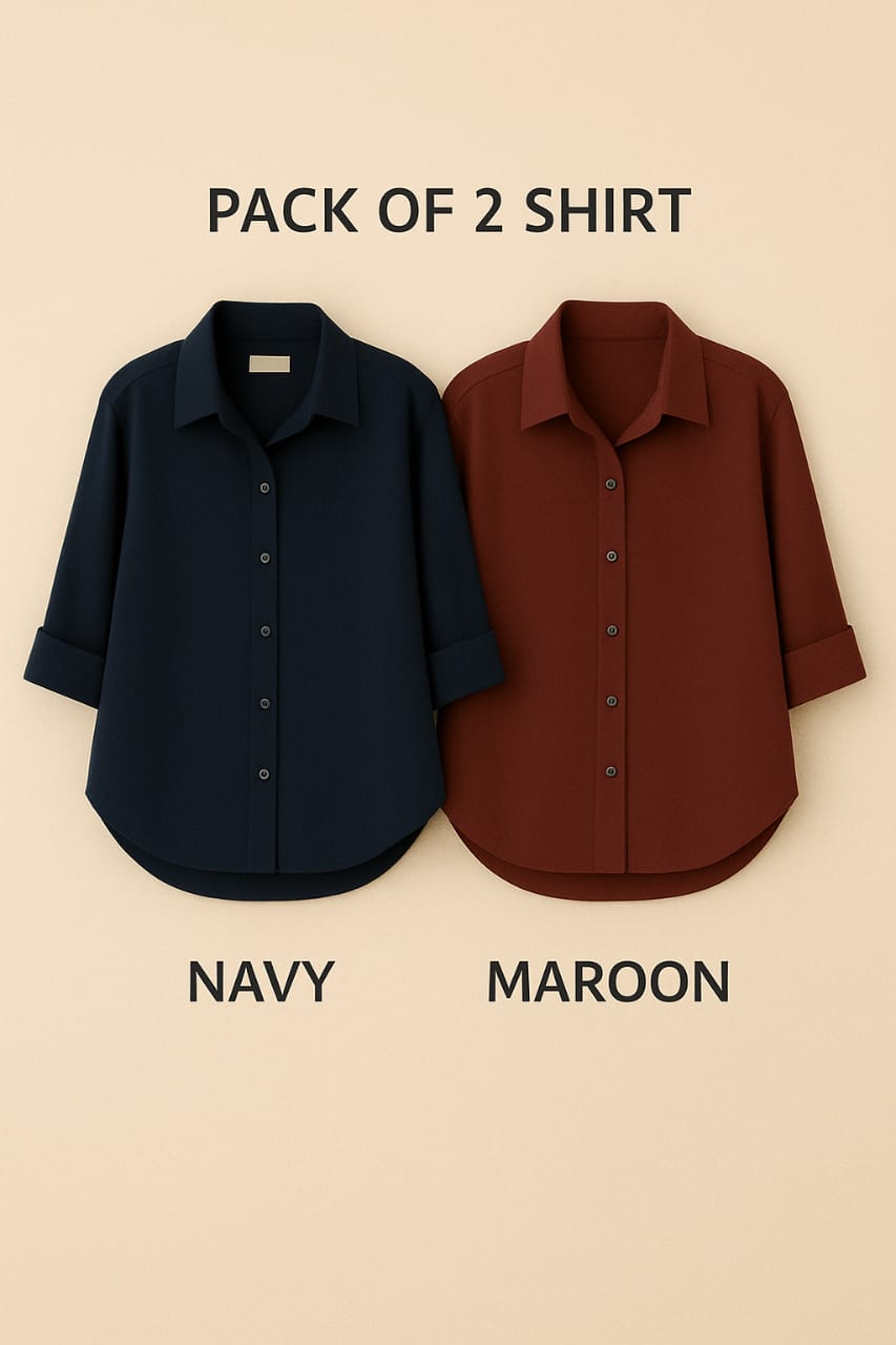 Pack of 2 Premium Casual Shirt Navy Blue & Mahron