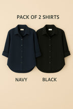 Pack of 2 Premium Casual Shirt Navy Blue & Black