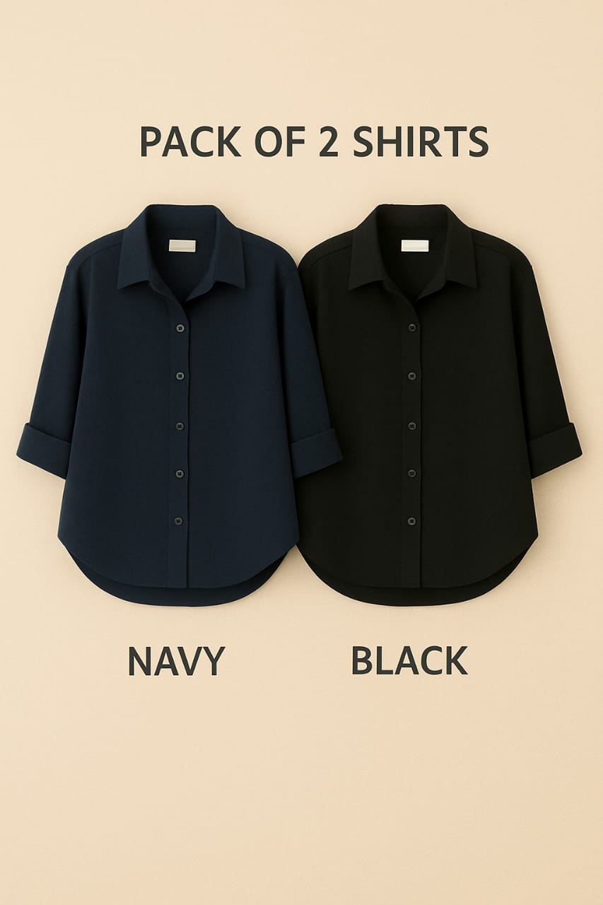 Pack of 2 Premium Casual Shirt Navy Blue & Black