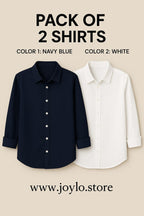 Pack of 2 Premium Casual Shirt Navy Blue & White