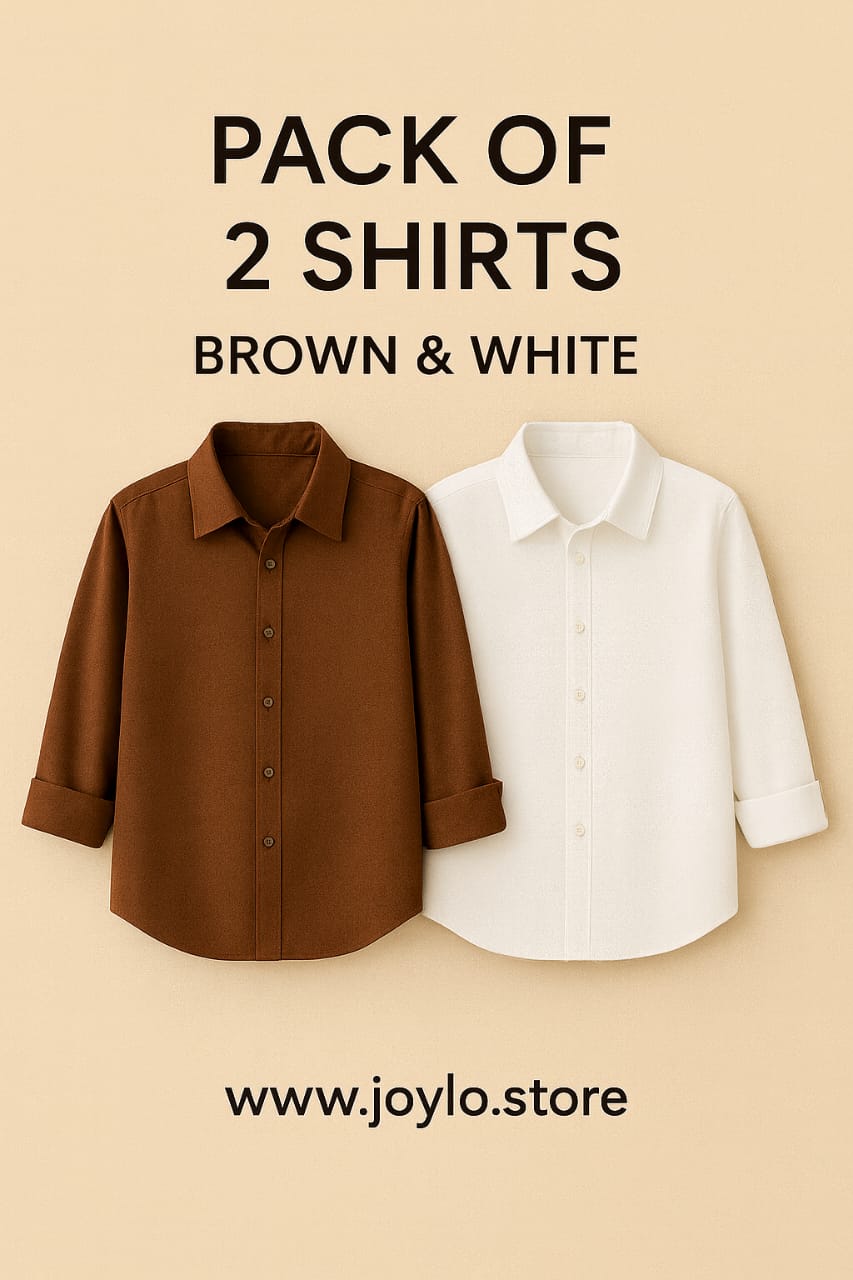 Pack of 2 Premium Casual Shirt Brown & White