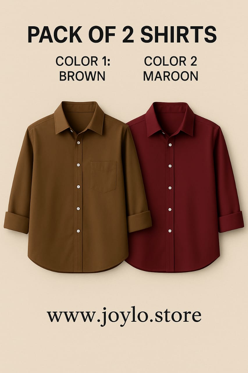 Pack of 2 Premium Casual Shirt Brown & Mahron