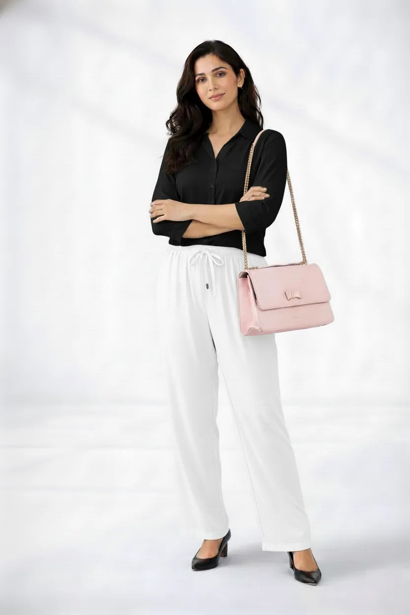 Black Shirt & White Pant Set