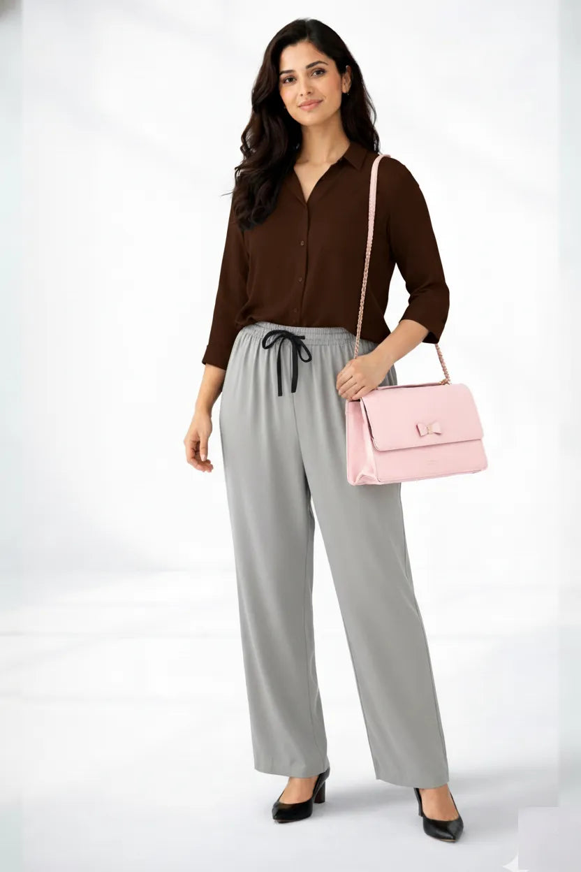 Brown Shirt & Gray Pant Set