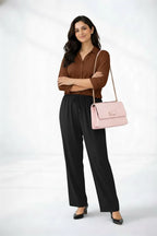 Brown Shirt & Black Pant Set