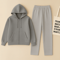Grey Zipper And Grey Trouser Set