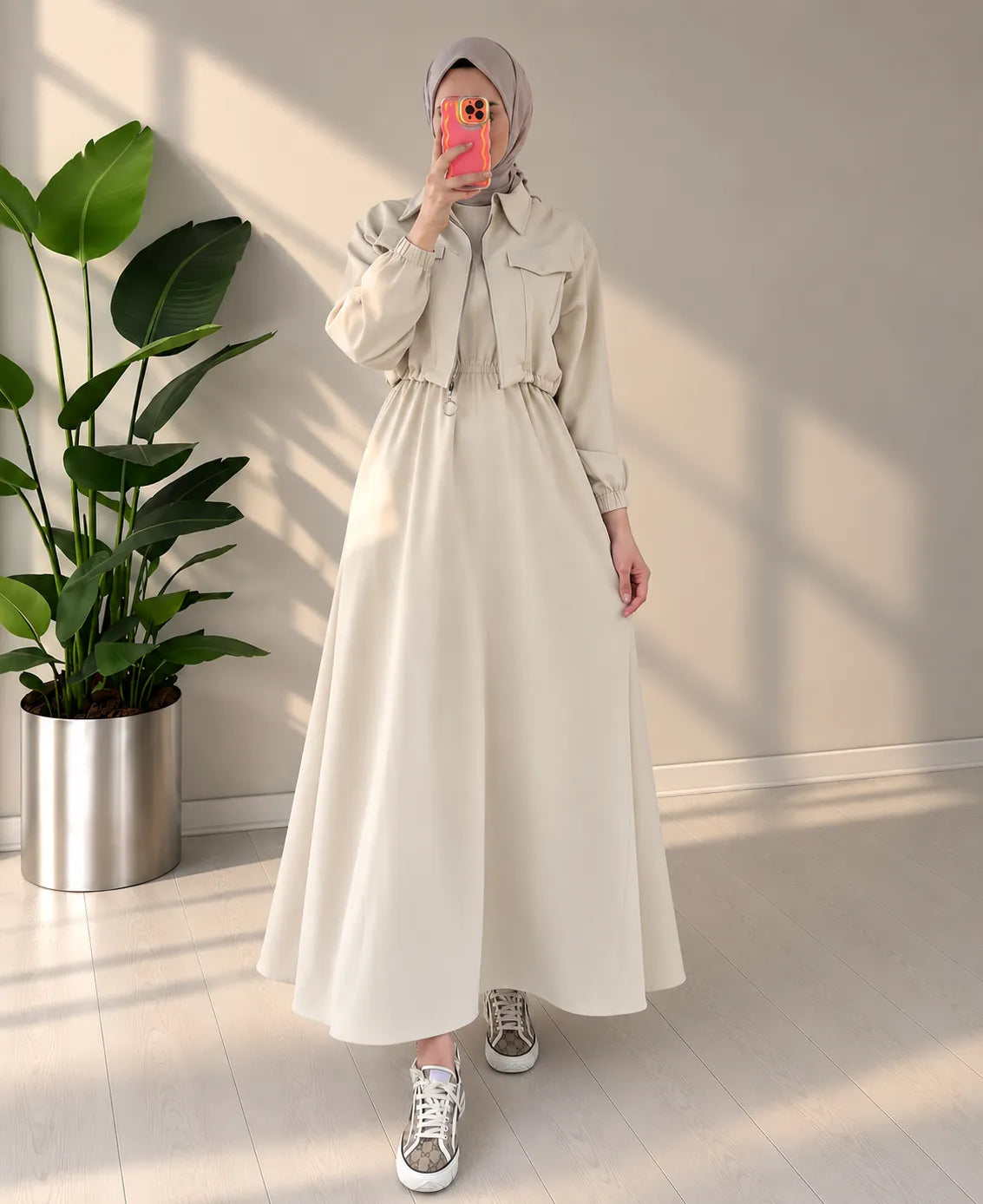 2PC Long Frock With Upper Fleece Jacket