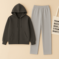 Charcoal Zipper And Grey Trouser set