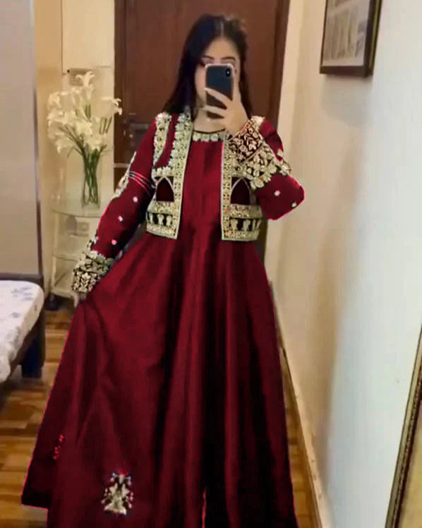 Royal Nug Stone Embroidered Maxi Set