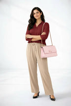 Mahroon Shirt & Beige Pant Set