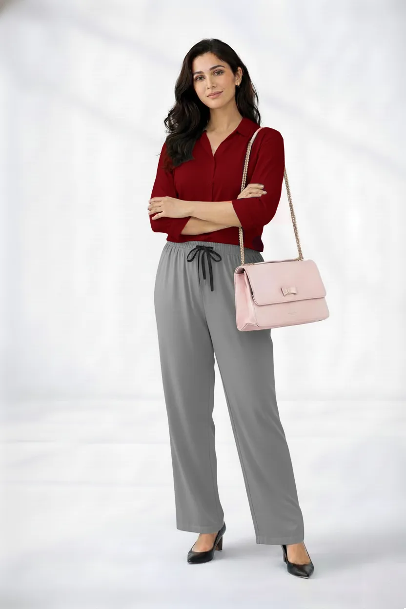 Maroon Shirt & Gray Pant Set