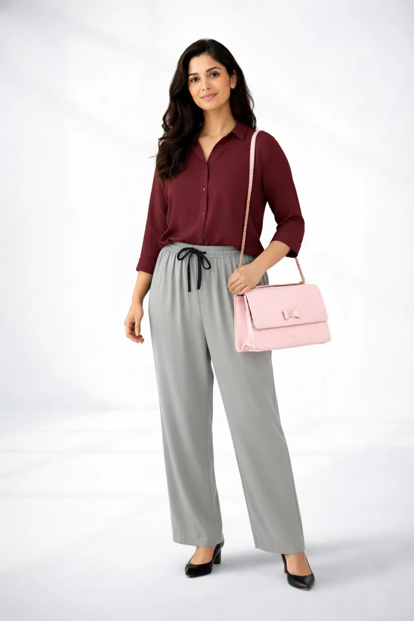 Maroon Shirt & Gray Pant Set