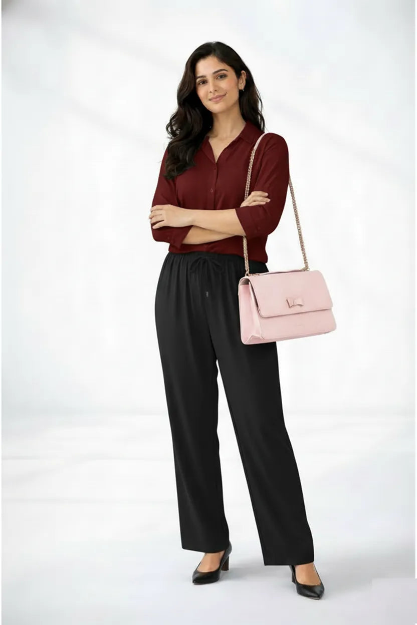 Mahroon Shirt & Black Pant Set